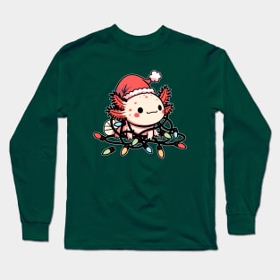 Cute Axolotl Celebrates Christmas Long Sleeve T-Shirt